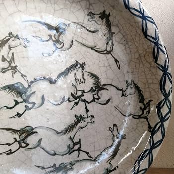 焼物　馬 KK024】相馬焼 花瓶 金彩馬絵 胴径約12cm 高さ約18.5cm 重さ約